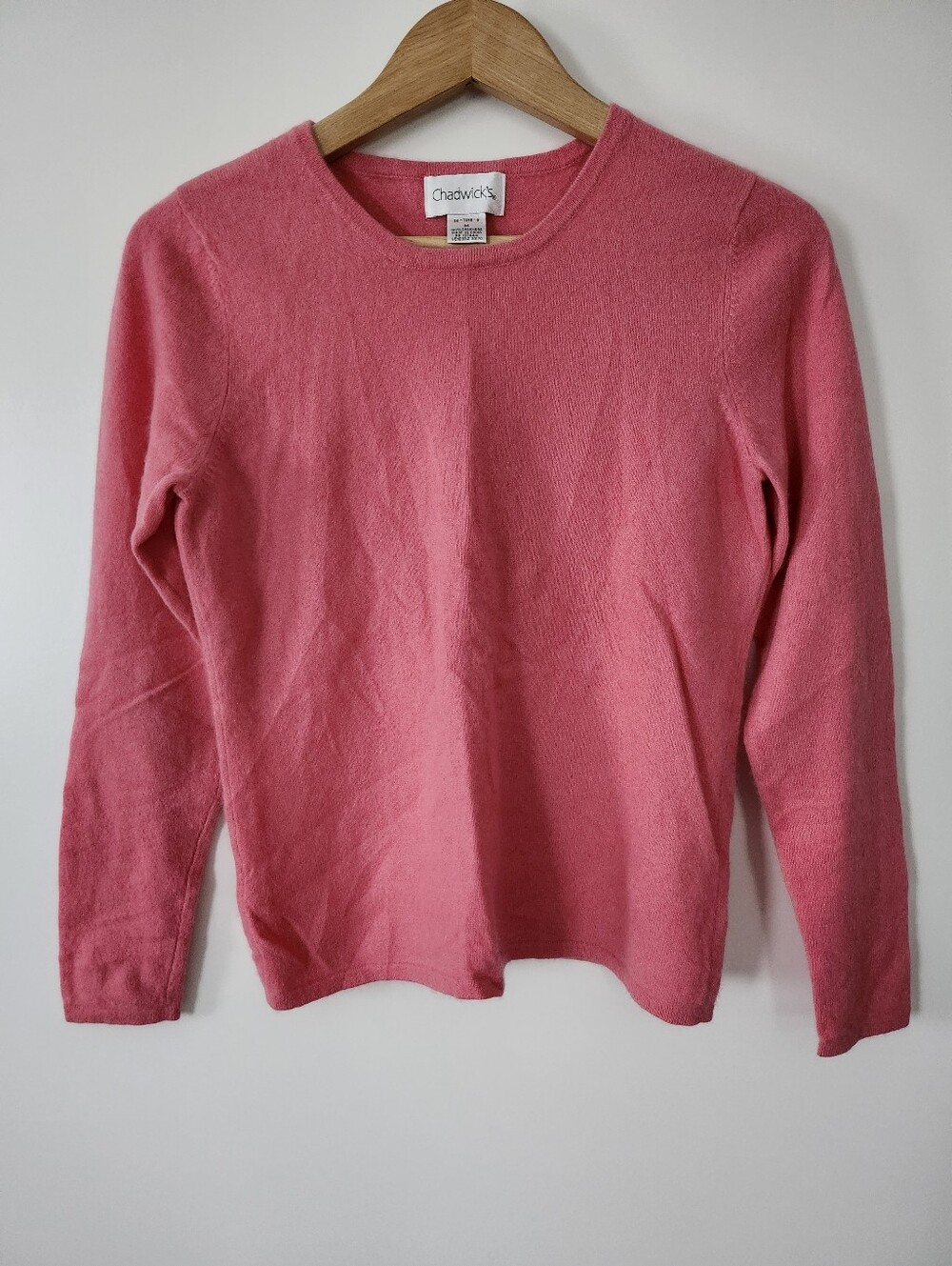 CHADWICKS Vintage 100% Barbiecore Crewneck Pullover Cashmere Sweater Coral Pink